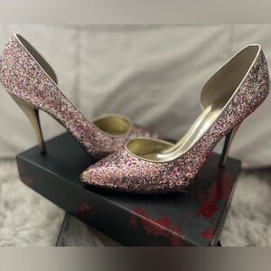 Carlos Santana multicolor glitter heels